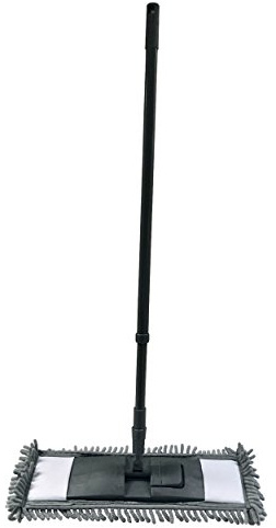 MSV Wischmop Mikrofaser Bodenreiniger Bodenwischer Reiniger Mop Teleskopstiel 68-120 cm - anthrazit