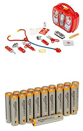 Theo Klein 4350 - Arztkoffer mit Handy, Spielzeug mit Amazon Basics Batterien