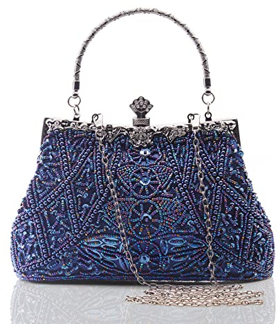 BABEYOND Abend-Clutch-Geldbörse für Damen – Vintage-Abendtasche, Zubehör für Damen, Gatsby 1920er Jahre, Perlen-Pailletten, Perlen-Clutch