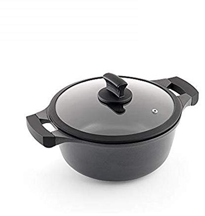 Metaltex XPERT-Cacerola Alta Aluminio Fundido, 20 cm, Antiadherente ILAG 3 Capas, Full Induction válido para Todo Tipo de cocinas, 50 W, 2,6 litros, Negro