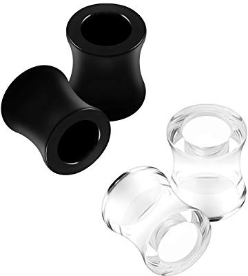 KJM FASHION 4 Stk Schwarz 8mm 0g Double Flared Tunnel Ohrringe Flesh Plugs Dehnen ohrloch Earplugs Piercing Schmuck 4334