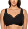 DELIMIRA Donna Reggiseno in Pizzo Senza Ferretto Cotone Taglie Forti Coppa Piena ad Sostegno Nero 8C