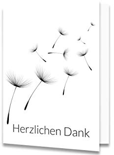 Friendly Fox 12 Danksagungskarten Trauer mit Umschlag, Trauerkarten Danksagung mit Umschlag Pusteblume, Klappkarte Danke nach Beerdigung