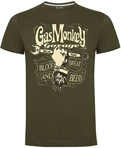 Gas Monkey Garage Mechanics Spanner Herren-T-Shirt, Militärgrün, grün, M