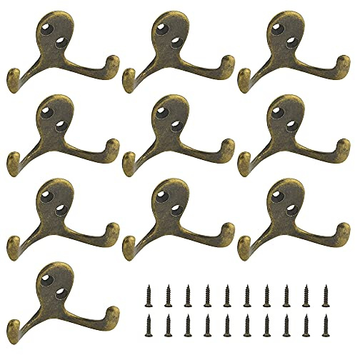 WMYCONGCONG 10 Stück Kleiderhaken, Wandhaken zum Aufhängen, robuster Doppelzinken-Metallhaken zur Wandmontage für Wohnzimmer, Badezimmer, Küche, Schlafzimmer für Mantel, Tasche, Schal