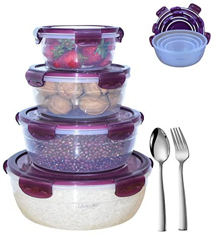 LUNALING Set di contenitori per alimenti. Scatola per cibo sigillata da 4 pezzi. insalata/frutta/porta pranzo/Può essere utilizzato nei forni a microonde. refrigerazione.