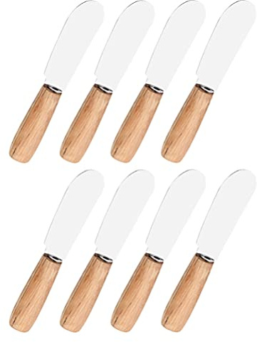 BESTonZON Buttermesser Edelstahl Butterstreuer Käsemesser Holzgriff 8 Stück Küchenutensilien zum Aufstreichen von Käse Butter Marmelade Frühstück Brot Küchenhelfer, 17E0F281KSCVPAPAJ18ZX7