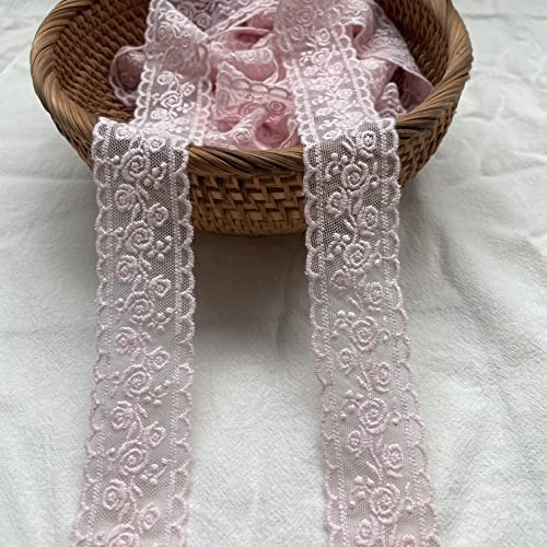 Sourcemall - Cinta de encaje, delicada cinta de flores rosa para decoración de bodas, costura artesanal, decoración del hogar, 4,5 m (flor rosa)
