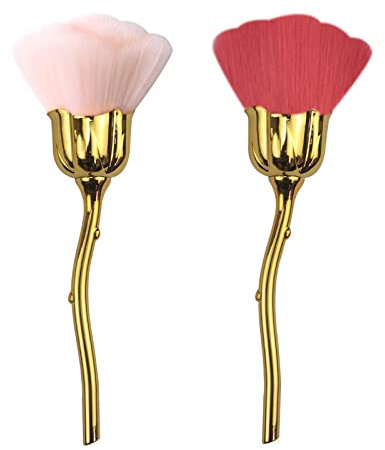 2 Pieces Rose Flower Makeup Brush Powder Makeup Brushes Nail Art Dust Powder Remover Nail Art Brush