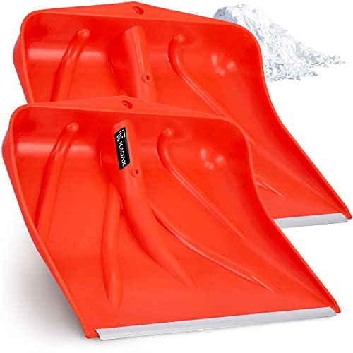 KADAX Pelle à Neige Orange, Pelle à Neige sans Manche, Pelle à Neige, Chasse-Neige avec Bord en Aluminium, Pelle à Neige en Plastique, Pelle à Neige (2, Largeur : 46,5 cm)