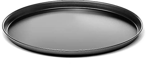 Forgast Forma Teglia per Pizza Rotonda 40 cm, Teglia Antiaderente Profesionale per Focacce, Quiche, Forno, Grigio, Cucina, Acciaio Bluesteel, Nero