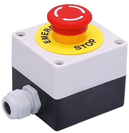 BUDAY 22mm 2 NC Red Sign Mushroom Emergency Stop Push Button Switch Station 10A 440V Stop Switch Box