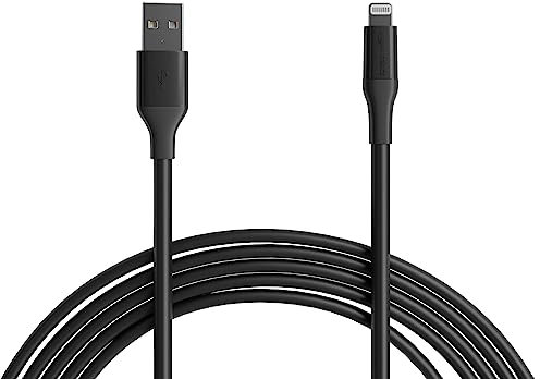 Amazon Basics Cavo di ricarica da USB-A a Lightning ABS, caricabatterie certificato MFi per Apple iPhone 14 13 12 11 X Xs Pro, Pro Max, Plus, iPad, 3 m, Nero