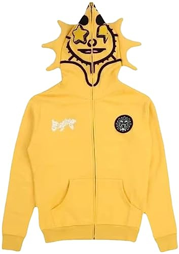 Vagbalena Uomo Donna Divertente Felpa multiangolo con Cappuccio con Cerniera Hip-Hop con Cappuccio Stampato con Cappuccio Y2k Harajuku Streetwear Retro Harajuku con Cappuccio