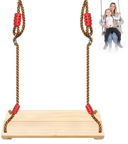 MaxAwe 45*19*1.6cm Holz Schaukel Schaukelsitz, max 150kg Belastung Standhalten Schaukel Kinderschaukel Garten Brettschaukel, Schaukel Outdoor für Erwachsene mit Höhenverstellbar Seil für Außenbereich