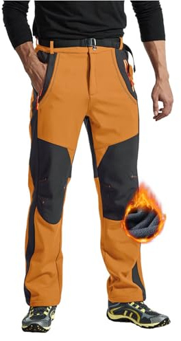Rdruko - Pantaloni da uomo per sci, impermeabili, invernali, in softshell, antivento, da snowboard, da trekking, con fodera termica, con tasche calde, L