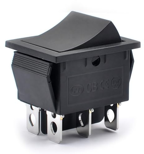 00801-1775 Interrupteur à bascule DPDT 6 broches Convient pour les roues électriques Fisher-Price pour enfants, voitures, camions, VTT, Jeep, etc. - 16 A 250 V - Interrupteur avant et arrière