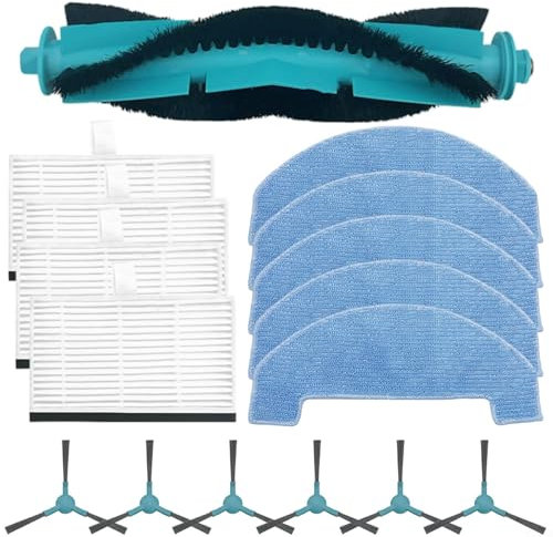 FUBESK 16 piezas de repuesto para Conga 2499 para ULTRA Home Advanced Robot Aspiradoras Accesorios Pieza de repuesto con 1 cepillo principal, 5 paños de fregona, 6 cepillos laterales, 4 filtros