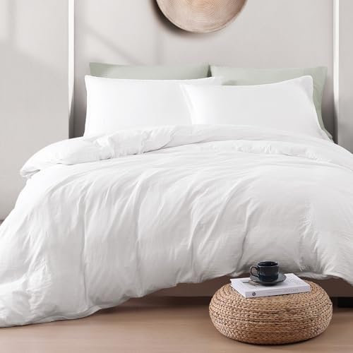LANE LINEN Single Duvet Cover Set White - Pre Washed Soft Microfibre Polyester Duvet Cover with Pillow case - Bedding Quilt Cover Set