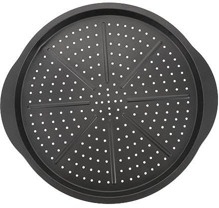 Cabilock Plaque à Pizza Antiadhésive en Acier Carbone, Robuste et Facile à Nettoyer, Cuisson Maison et Professionnelle, Diamètre Rond