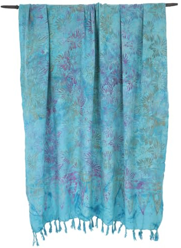 GURU SHOP Bali Batik Sarong, Wickelrock, Pareo, Strandtuch, hellblau/1