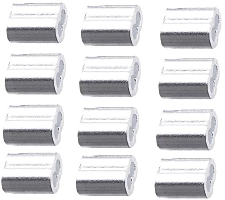 DECOMELODY 200 Piezas Unión De Cuerda De Acero Con Manguito De Aluminio De Doble Orificio Para Atar Cables De Acero Bucle De Engarce De Cable Abrazadera