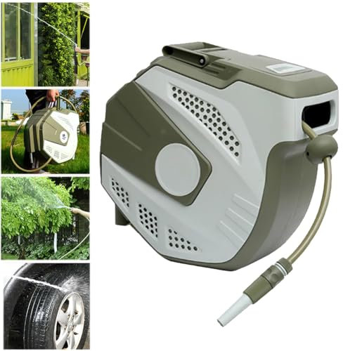 Avvolgitubo Flessibile da Giardino Retrattile da 25 M, Tubo dell'Acqua con Avvolgitore Riavvolgimento Automatico Montaggio A Parete, Tubo Flessibile per Giardino Girevole A 180°, Stoccaggio 25m