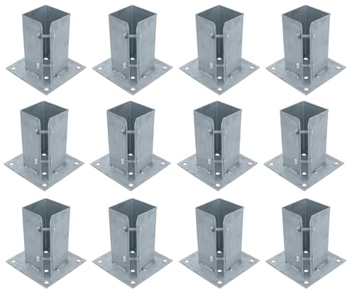 Abrazadera de soporte galvanizada para zapatos de poste de valla 75 x 75 mm, 12 unidades