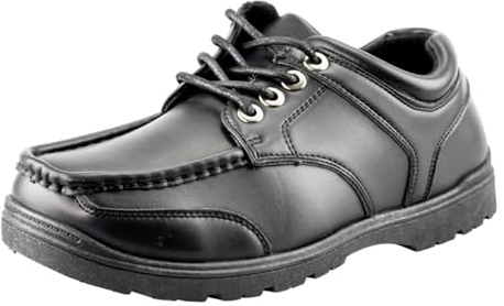 Boys School Shoes, Faux Leather Lace-Up, Black Casual Walking Shoes (Black, UK Footwear Size System, Big Kid, Numeric, Medium, 6)