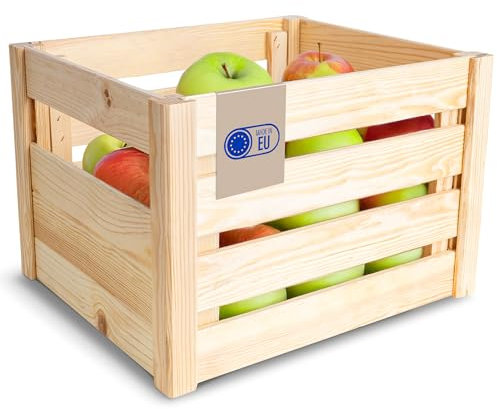 Creative Deco Caisse Pliante en Bois 34,5 x 29,5 x 23,5 cm Ajouré | Montage Simple et Sans Outil | Boîte de Conservation pour Fruits et Légumes | Rangement pour Cadeau, Jouets | Boite Décorative