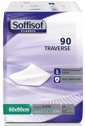 Soffisof Inkontinenz Bettunterlage 60x90 Super -90x einweg Inkontinenz Bettunterlage - 6 Packungen mit 15 Bettunterlagen, 8 Tropfen - Inkontinenzunterlage für Erwachsene