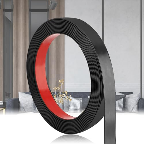 Moulure Murale Adhesive, Baguette de Finition, Moulure Decorative, Moulure Flexible pour Décoration de Meuble, Bordure de Miroir, Mur, Porte, Plafond (2 cm x 12 M, Noir)
