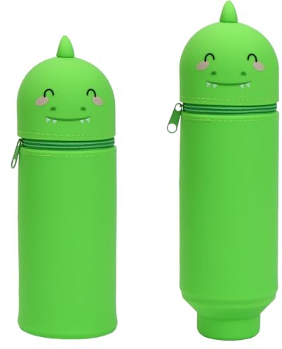 TaleMoon Kawaii Federmäppchen Grüner Dinosaurier,2 in 1 Silikon Federtasche,Stifte Mäppchen,Pencil Case,Cartoon Bleistifthalter für Mädchen,Jungen Büro, Uni, Niedlicher Schulbedarf