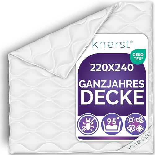 KNERST Mikrofaser Ganzjahresdecke 240x220, atmungsaktiv, Made in EU | Ausgewogenes Schlafklima, weiche Mikrofaserfüllung, atmungsaktiv, temperaturausgleichend, waschbar, allergikergeeignet