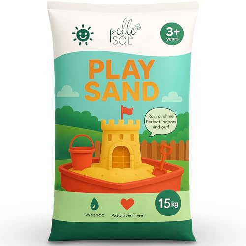 Pelle & Sol 15kg Soft Play Sand – Fine Texture Sand for Sandpit, Shell Pit, Water Table, Sensory Activity, Outdoor Play, Garden Use, & Craft Projects