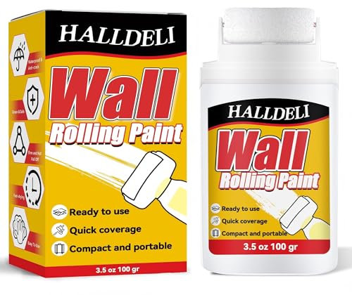 Halldeli Mini Rullo per Ritocchi Parete, Singolo Rullo per Piccole Riparazioni di Graffi e Macchie su Pareti, Vernice Coprente Bianco per Piccole Riparazioni Domestiche