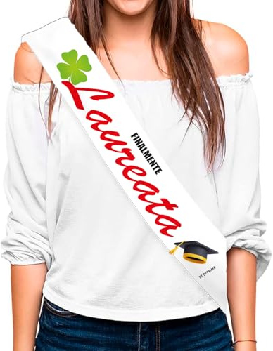 DFPRIME Fascia Laureata “Finalmente Laureata” - Laurea gadget Donna per Festa - Regalo Laurea Donna Originale - Fascia Dottoressa in Raso Made in Italy