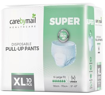 CarebyMail Super Adult Incontinence Pull Up Pants | Disposable Adult Pants for Men & Women | High Absorbency, Fast Absorption Core, Anti-Leak Barriers, Odour Control - X-Large (1 Pack of 10)