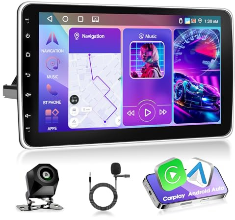 4G+64G Motorsi Autoradio Android 15 Stereo Radio 2 Din mit Carplay Android Auto, 10'' 1280P Drehbarer HD Touchscreen Autoradio, Bluetooth 5.0 GPS WiFi 32EQ FM/RDS 2USB, Unterstützung DAB, OBD2