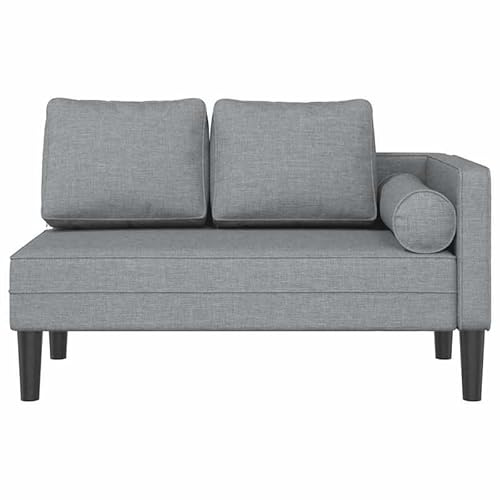 Eleganz Chaiselongue mit Kissen Hellgrau Stoff - Bequemes Sofa aus 100% Polyester, Schaumstoff & Massivholz - Perfekt für Wohnzimmer & Gästezimmer - Stilvolles & Langlebiges Design