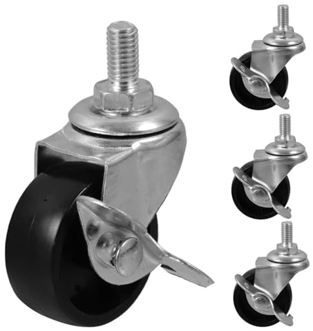 Housoutil 4pcs Heavy Duty Furniture Caster Wheels with Brake PP Swivel Castors for Home Office Chairs and Carts Metal Frame Compatible with Carpet Tile Laminate Vinyl Floors