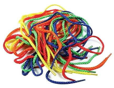 a2bsales Threading Laces Extra Thick & Long 4mm x 100cm (1 metre) 5 Colours - Shoe Lacing Beads Buttons Fine Motor Skills Aid - 40 Pack