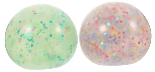 Balles à Paillettes Étoiles Phosphorescentes 2 Pièces en TPR | Jouets à Presser, Format Léger et Portable, pour Adultes et Garçon et Filles, Usage Maison ou Bureau Couleur Aléatoire