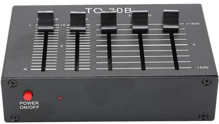 MENDUNER Preamplificador de Fono para Platillo Giratorio, Preamplificador de Fonógrafo Estereo de Audio Electrónico Pequeño, 3 Control de Frecuencia, Operación de bajo Ruido