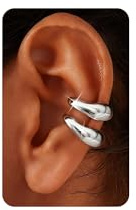 Kakonia Hypoallergenic Ear Cuff Non-Piercing Earrings Women's Chunky Earcuff Earrings 14K Gold Plated Silver No Hole Clip on Cartilage Earring - Silver Twisted
