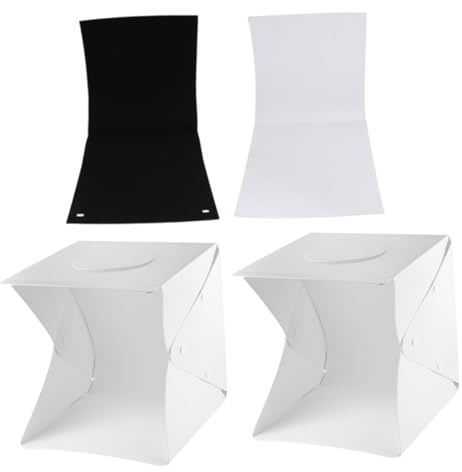 IWOWHERO Light Box per Fotografia Portatile 30 CM con LED Dimmerabili Kit Scatola Luminosa con Fondali Nero e Bianco per Gioielli e Piccoli Oggetti Studio Fotografico Compatto per
