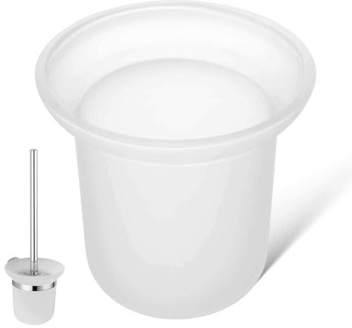 IMIKEYA WC Bürstenhalter aus Mattiertem Glas Wandmontage Bürstenhalter Ersatz für Badezimmer, Weiß