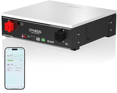 Dyness 48V(51.2V) 100Ah LiFePO4 Batterie mit 100A BMS, WiFi, Unterstützt CAN & RS485, 5.12kWh Lithium Eisenphosphat Solarbatterie für Solaranlage Komplettset, Photovoltaikanlage