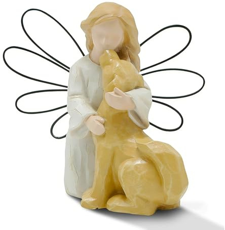 Engel Figur, Schutzengel Figur, Schutzengel Deko Aus Kunstharz, Engel Umarmt Einen Hund Ein Geschenk Für Freunde, Kollegen, Familie Oder Geliebte Menschen
