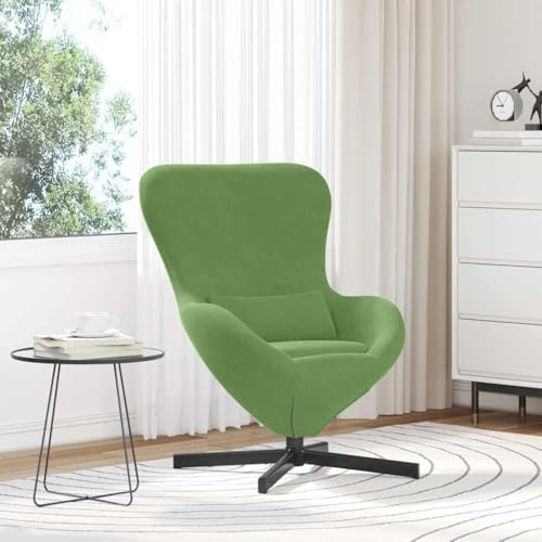 RMIHSJG Eiersessel Hellgrün 63 x 73 x 90 cm Samt Drehstuhl mit Drehfunktion und schwarzen Stahlbeinen für Wohnzimmer Schlafzimmer Moderner Drehsessel Loungesessel gemütlicher